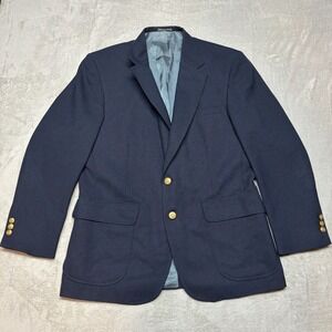 Vintage Stafford Blazer‎ Mens 41R Wool Gold Buttons Sport Coat Suit Jacket Navy